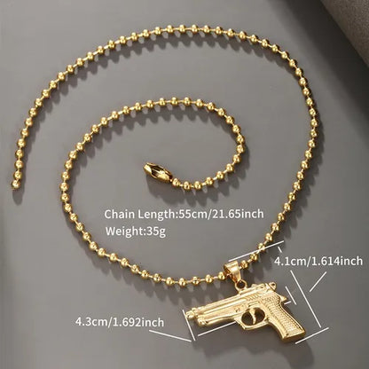 304 Stainless Steel 18K Gold Plated Nordic Style XUPING Plating Pistol Artificial Gemstones Pendant Necklace