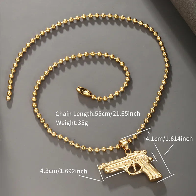 304 Stainless Steel 18K Gold Plated Nordic Style XUPING Plating Pistol Artificial Gemstones Pendant Necklace