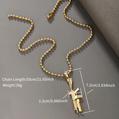 304 Stainless Steel 18K Gold Plated Nordic Style XUPING Plating Pistol Artificial Gemstones Pendant Necklace