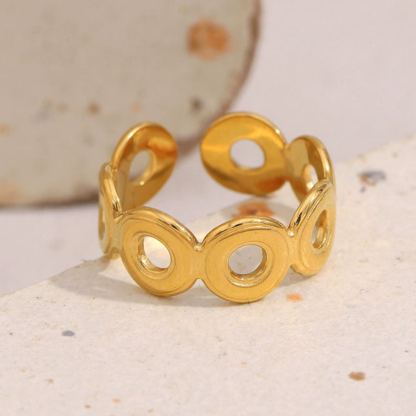 Normcore Style Versatile Geometric Stainless Steel 18K Gold Plated Open Ring