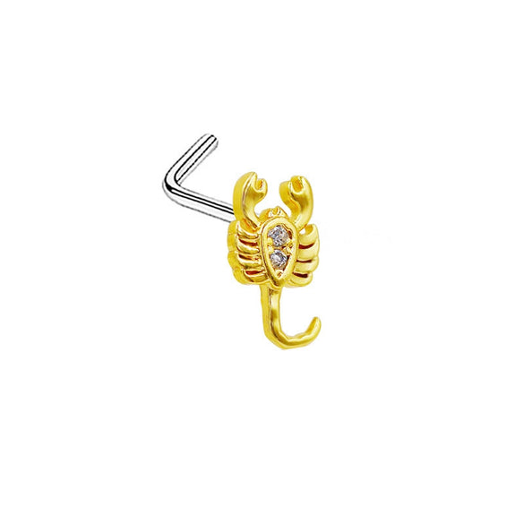 Nose Nail Piercing Jewelry Stainless Steel Animal Spider Scorpion Cat Claw Heart Inlaid Zircon Diamond Style