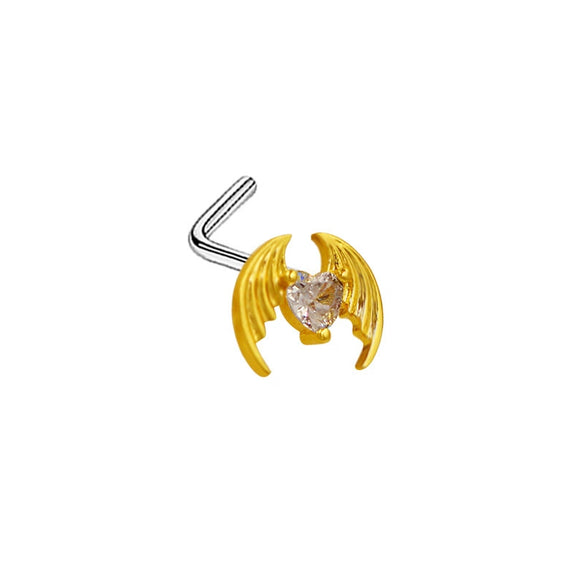 Nose Nail Puncture Jewelry Stainless Steel Heart Shaped With White Zircon
