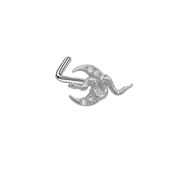 Nose Nail Puncture Jewelry Stainless Steel Heart Shaped With White Zircon