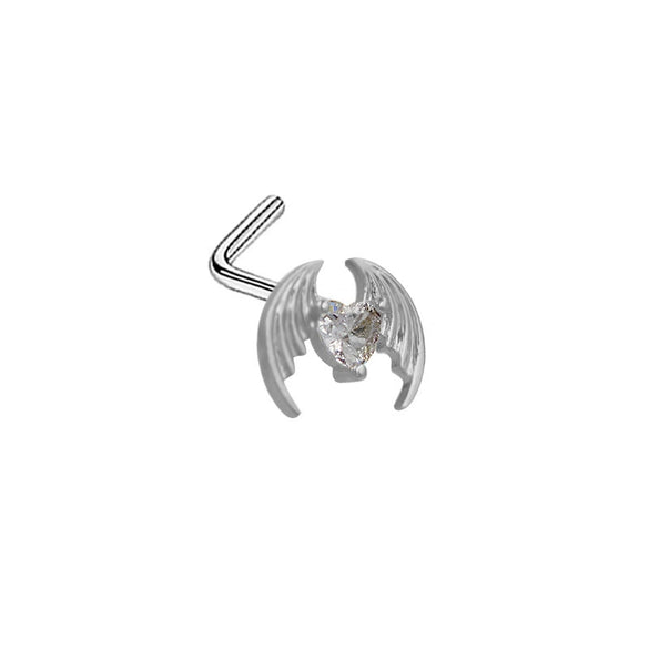 Nose Nail Puncture Jewelry Stainless Steel Heart Shaped With White Zircon