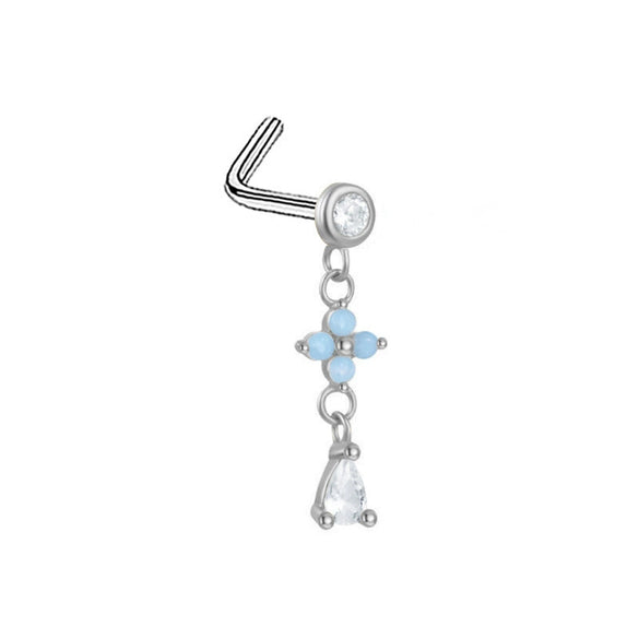 Nose Nail Puncture Jewelry Stainless Steel Heart Shaped With White Zircon