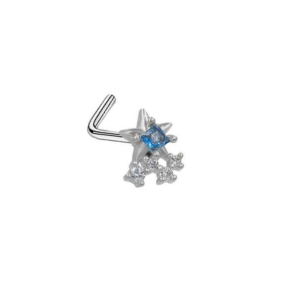 Nose Nail Puncture Jewelry Stainless Steel Heart Shaped With White Zircon