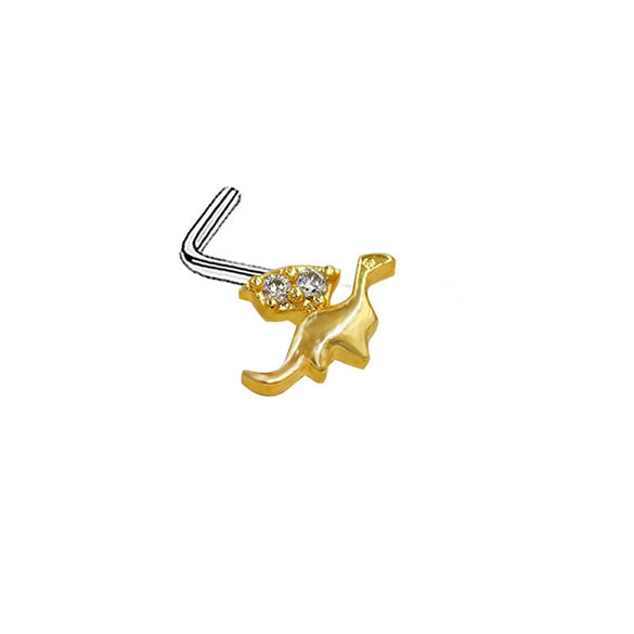 Nose Nail Puncture Jewelry Stainless Steel Heart Shaped With White Zircon