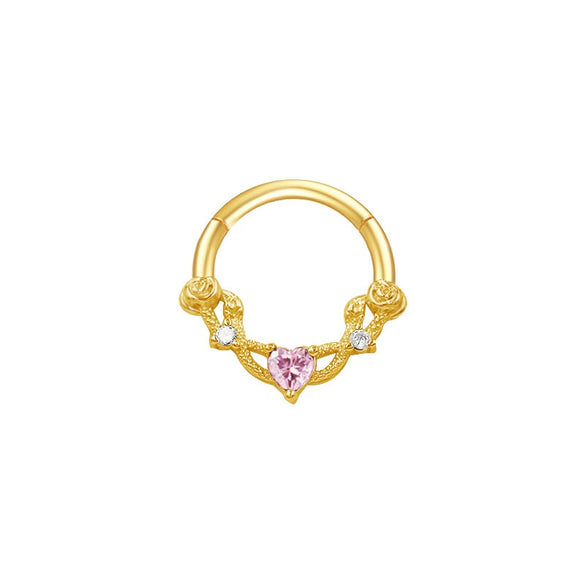 Nose Ring And Ear Ring Stainless Steel Heartshaped And Fivepointed Star Puncture Ornaments With Diamond Design Simple Style