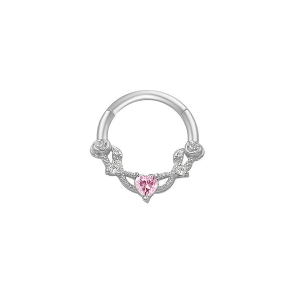 Nose Ring And Ear Ring Stainless Steel Heartshaped And Fivepointed Star Puncture Ornaments With Diamond Design Simple Style