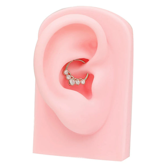 Nose Ring And Ear Ring Stainless Steel Heartshaped And Fivepointed Star Puncture Ornaments With Diamond Design Simple Style