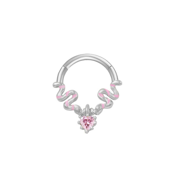 Nose Ring And Ear Ring Stainless Steel Heartshaped And Fivepointed Star Puncture Ornaments With Diamond Design Simple Style