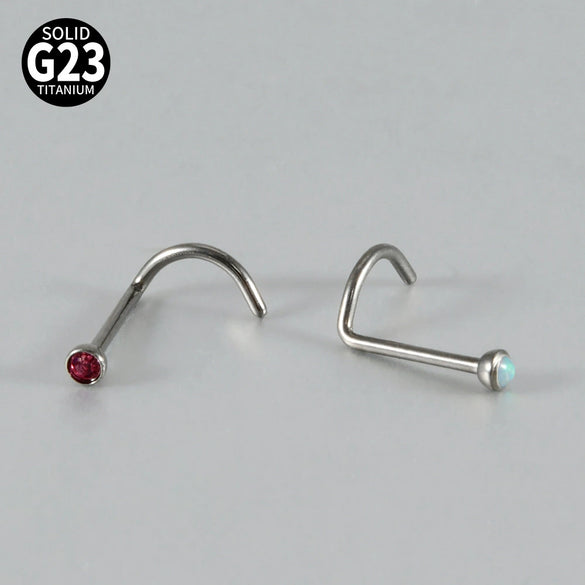 Nose Ring Jewelry G23 Titanium Round Shaped Set With Diamonds