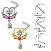 Nose Ring Piercing Jewelry Stainless Steel Heartshaped Butterfly Bow Electroplating