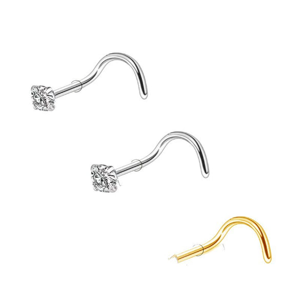 Nose Ring Titanium Alloy Stainless Steel Diamond Minimalist Shape Piercing Jewelry