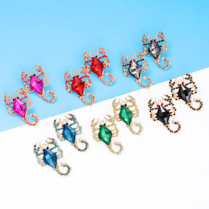 Novelty Cool Style Scorpion Alloy Inlay Glass Stone Women'S Ear Studs