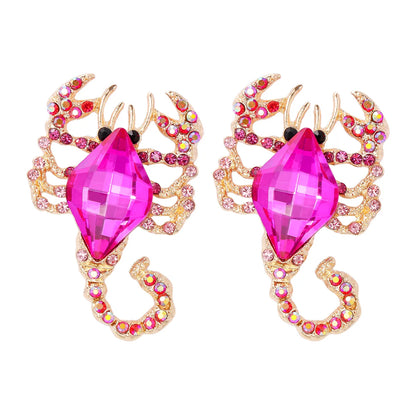 Novelty Cool Style Scorpion Alloy Inlay Glass Stone Women'S Ear Studs