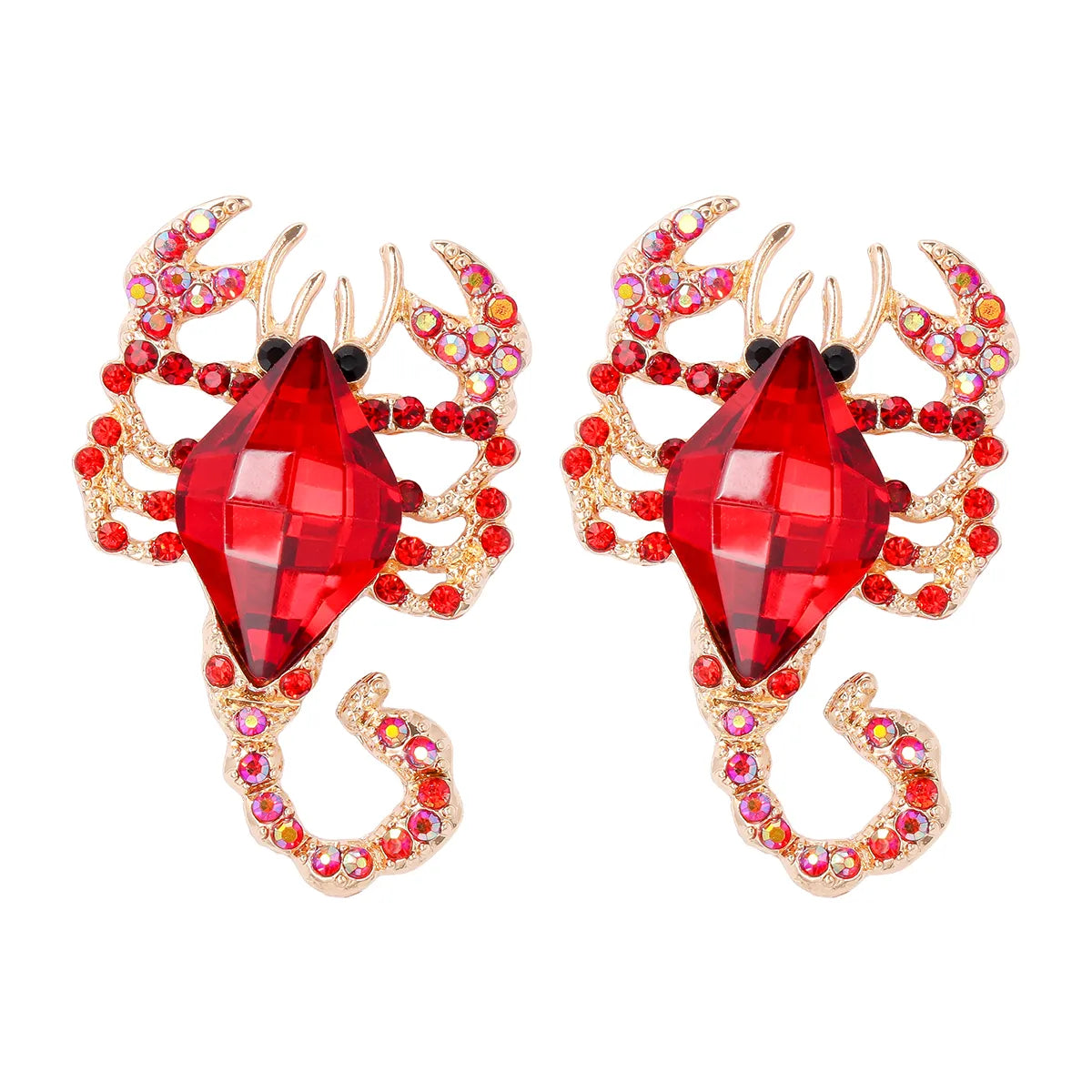 Novelty Cool Style Scorpion Alloy Inlay Glass Stone Women'S Ear Studs