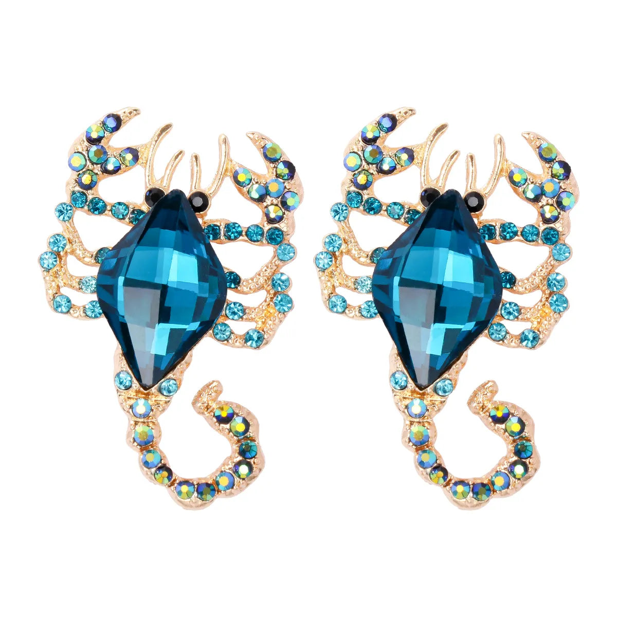 Novelty Cool Style Scorpion Alloy Inlay Glass Stone Women'S Ear Studs