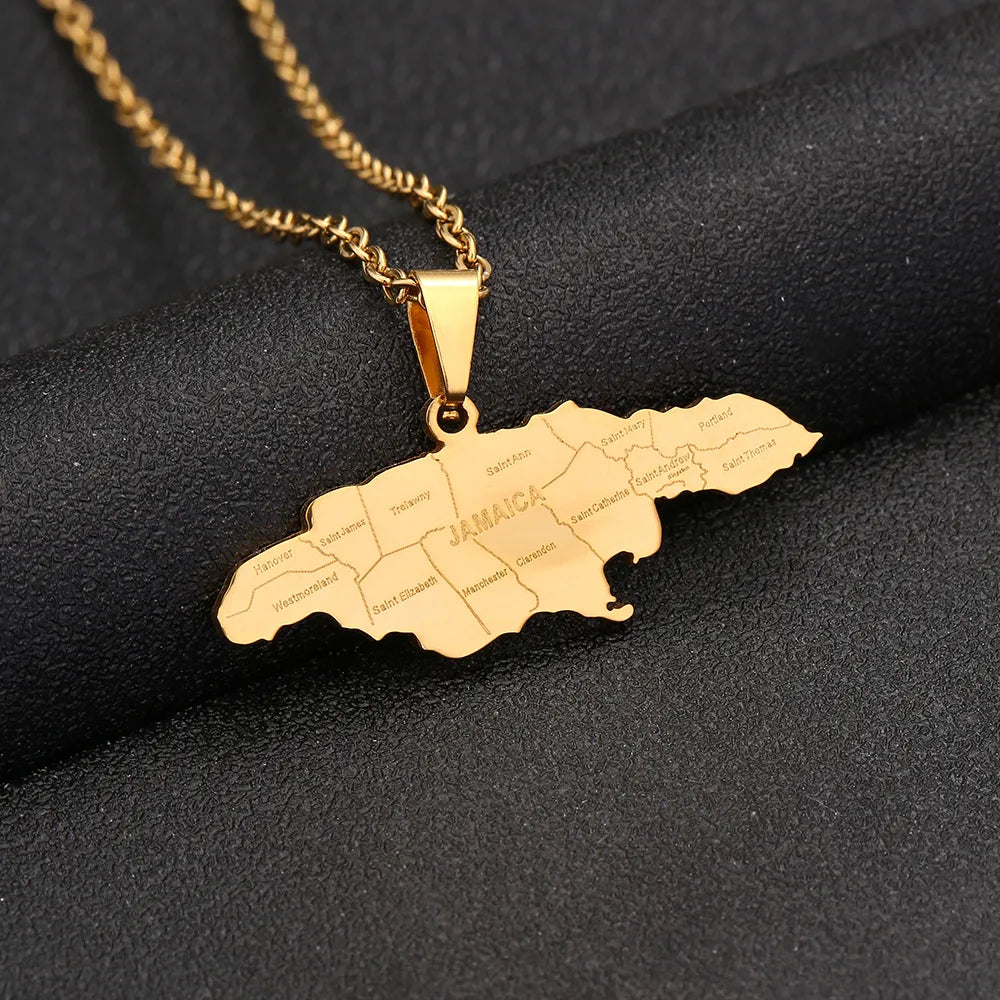 Novelty Ethnic Style Modern Style Map City 304 Stainless Steel Titanium Steel Plating None 18K Gold Plated Unisex Pendant Necklace