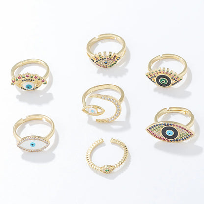 Novelty Eye Copper Open Ring Plating Inlaid Zircon Zircon Copper Rings