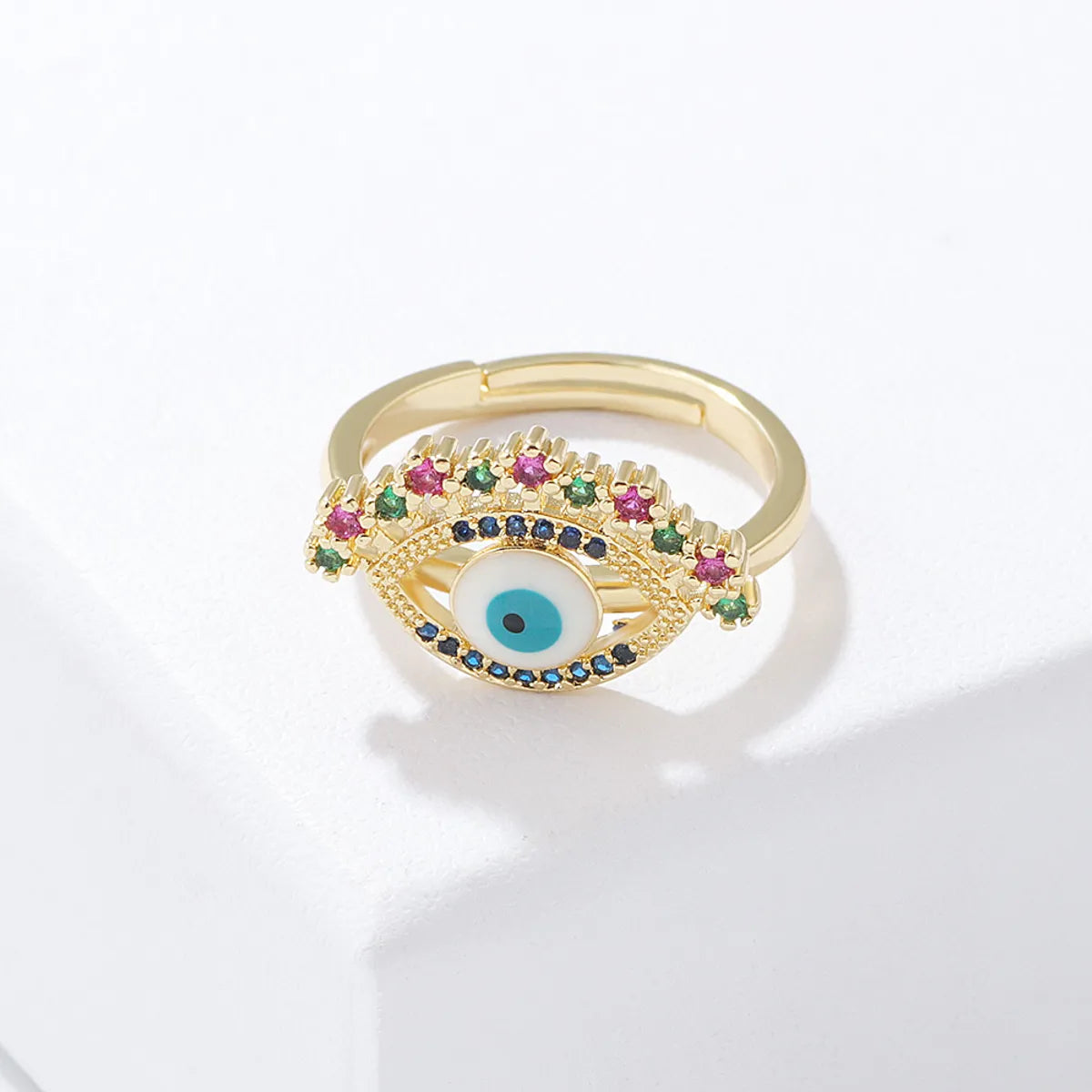 Novelty Eye Copper Open Ring Plating Inlaid Zircon Zircon Copper Rings