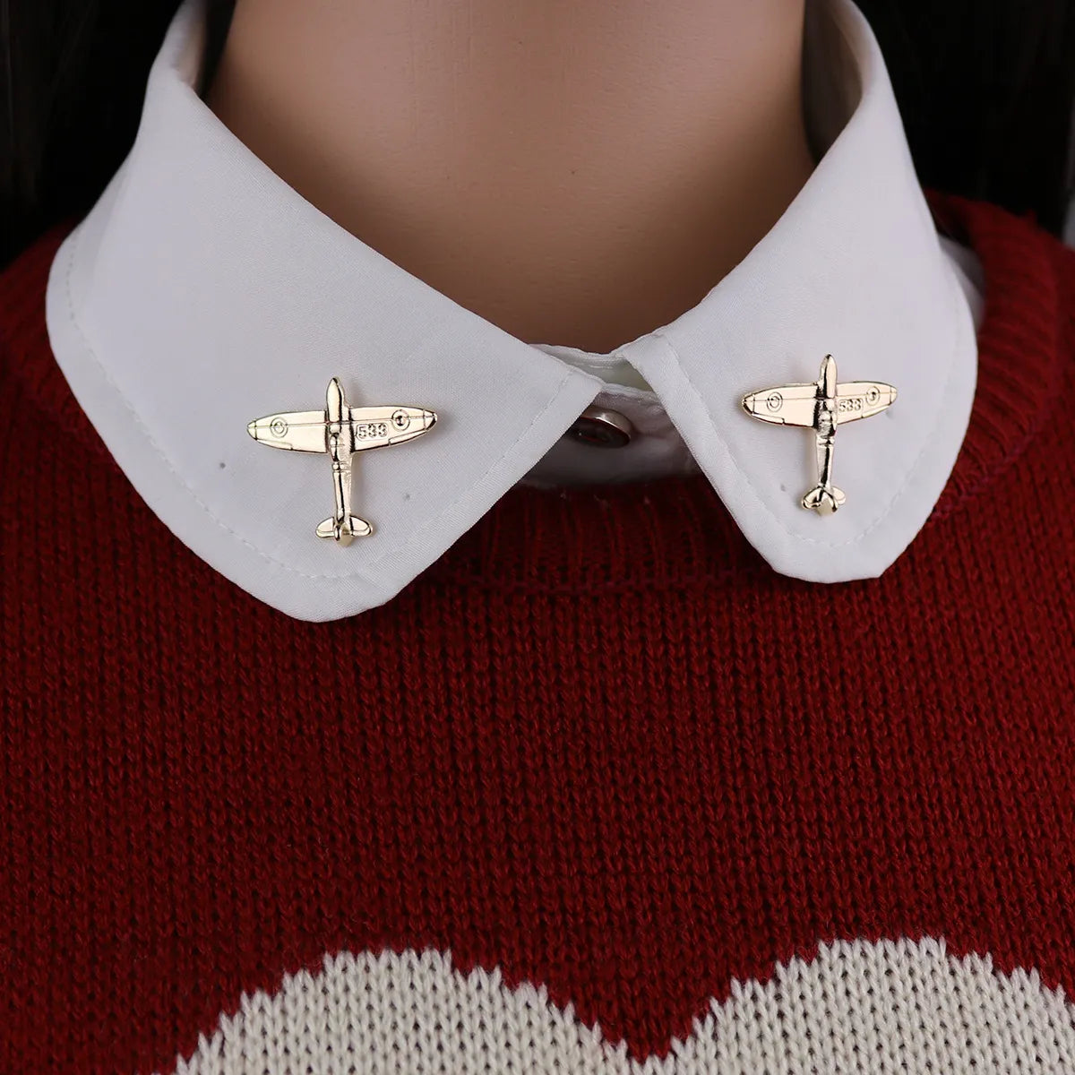 Novelty Fashion British Style Airplane Zinc Plating Unisex Brooches Collar Pin