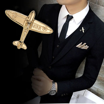 Novelty Fashion British Style Airplane Zinc Plating Unisex Brooches Collar Pin