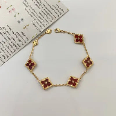 Novelty Four Leaf Clover Copper Plating 18k Gold Plated Bracelets