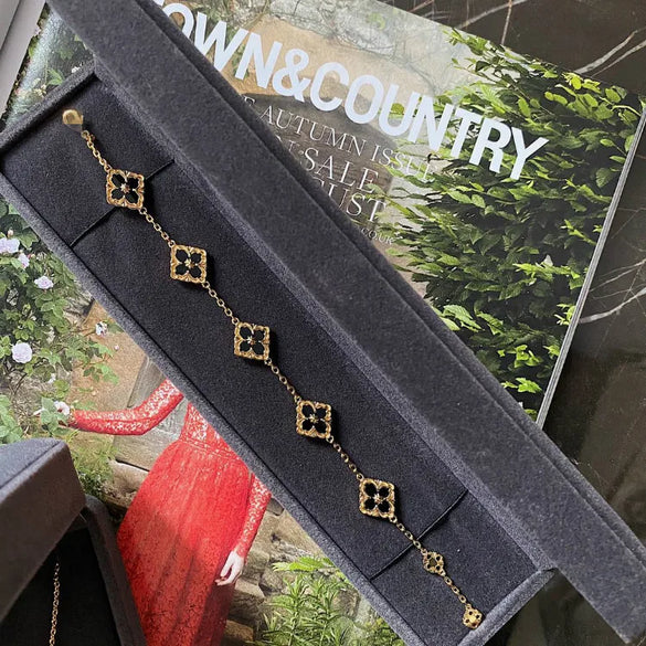 Novelty Four Leaf Clover Copper Plating 18k Gold Plated Bracelets