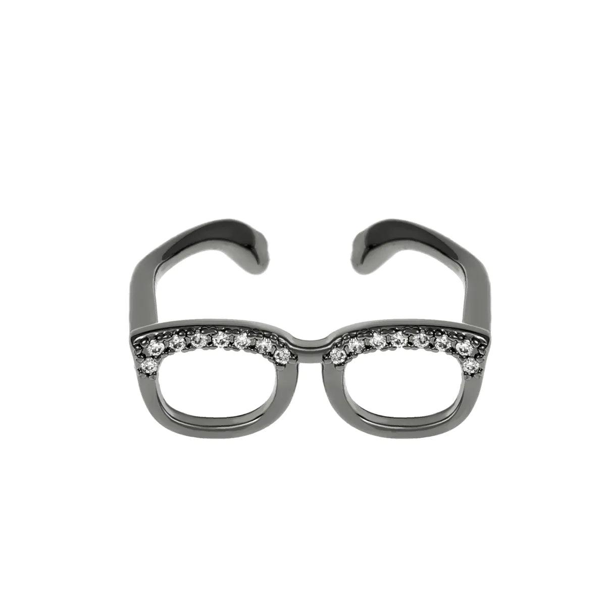 Novelty Glasses Copper Artificial Diamond Open Rings In Bulk