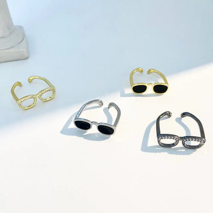 Novelty Glasses Copper Artificial Diamond Open Rings In Bulk