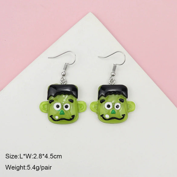 Novelty Halloween Pumpkin Skull Ghost Earrings Fun Resin And Plastic Statement Jewelry For Costume And Party Dress Up