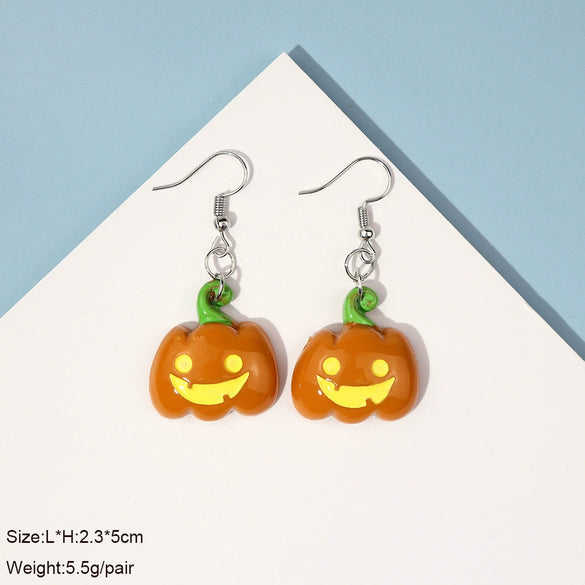 Novelty Halloween Pumpkin Skull Ghost Earrings Fun Resin And Plastic Statement Jewelry For Costume And Party Dress Up