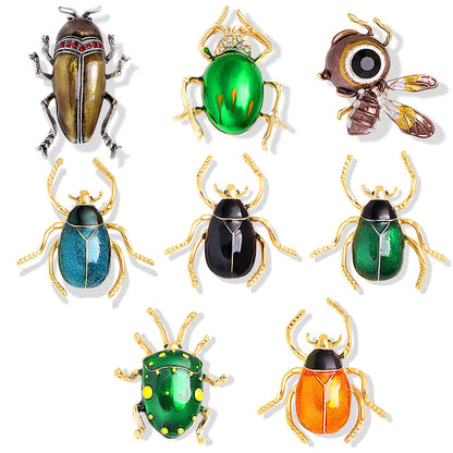 Novelty Insect Alloy Enamel Inlay Zircon Unisex Brooches