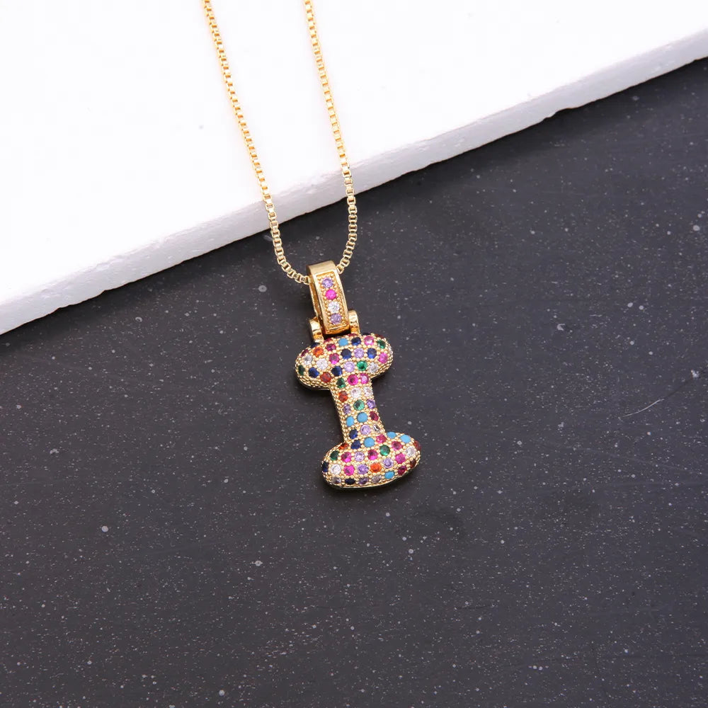 Novelty Letter Copper Plating Inlay Zircon 18k Gold Plated White Gold Plated Unisex Pendant Necklace