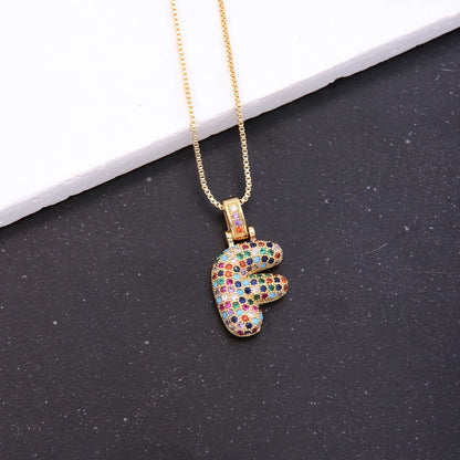 Novelty Letter Copper Plating Inlay Zircon 18k Gold Plated White Gold Plated Unisex Pendant Necklace