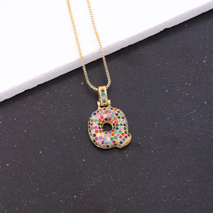 Novelty Letter Copper Plating Inlay Zircon 18k Gold Plated White Gold Plated Unisex Pendant Necklace