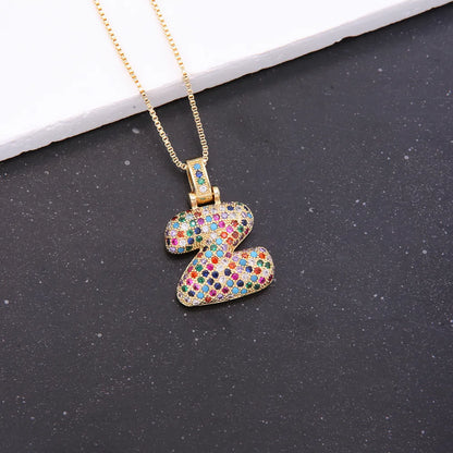 Novelty Letter Copper Plating Inlay Zircon 18k Gold Plated White Gold Plated Unisex Pendant Necklace