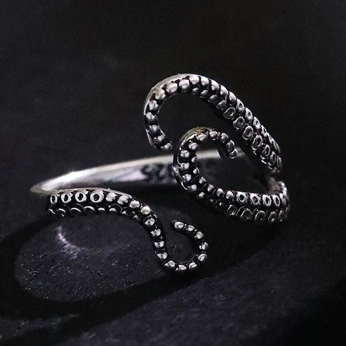 Antique Silver Novelty Octopus Open Rings