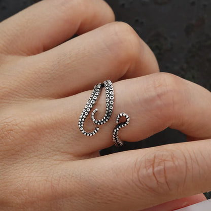 Antique Silver Novelty Octopus Open Rings