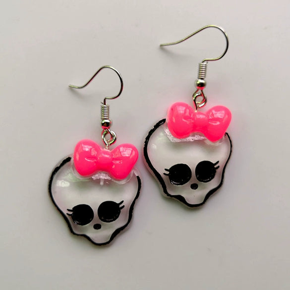 Novelty Resin Halloween Earrings With Pumpkin Skull Ghost And Cat Designs Exaggerated Costume Jewelry Accessories