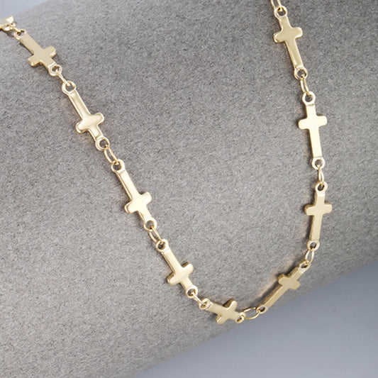 Novelty Simple Style Cross Stainless Steel Plating 14k Gold Plated White Gold Plated Necklace