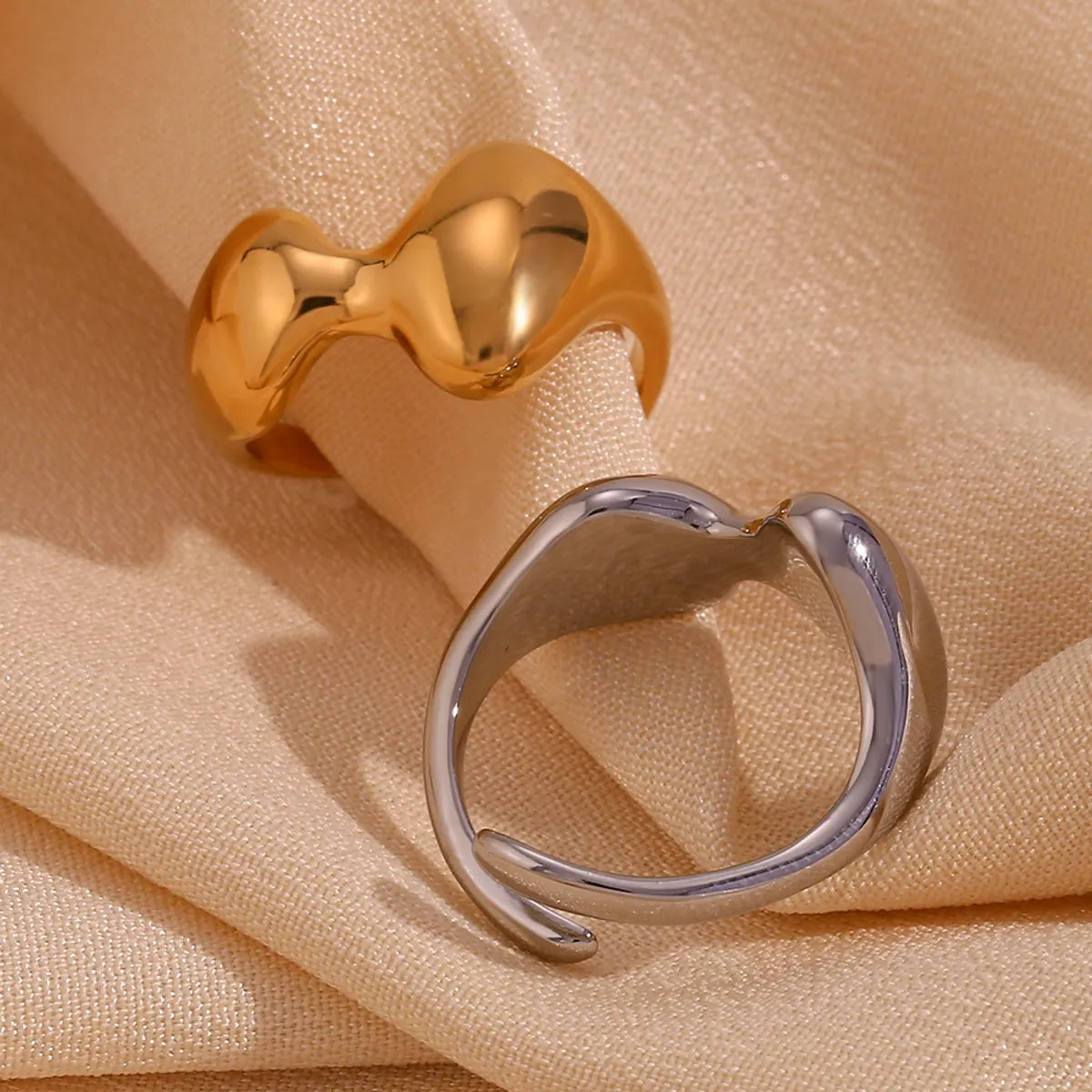 Novelty Simple Style Geometric Stainless Steel Plating 18k Gold Plated Open Rings