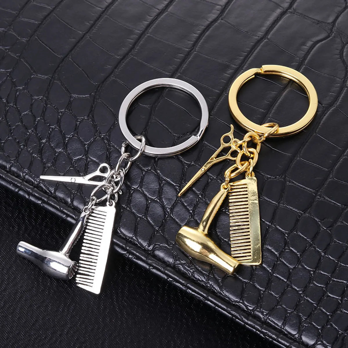 Novelty Simple Style Scissors Hair Dryer Alloy Plating Gold Plated Silver Plated Bag Pendant Keychain