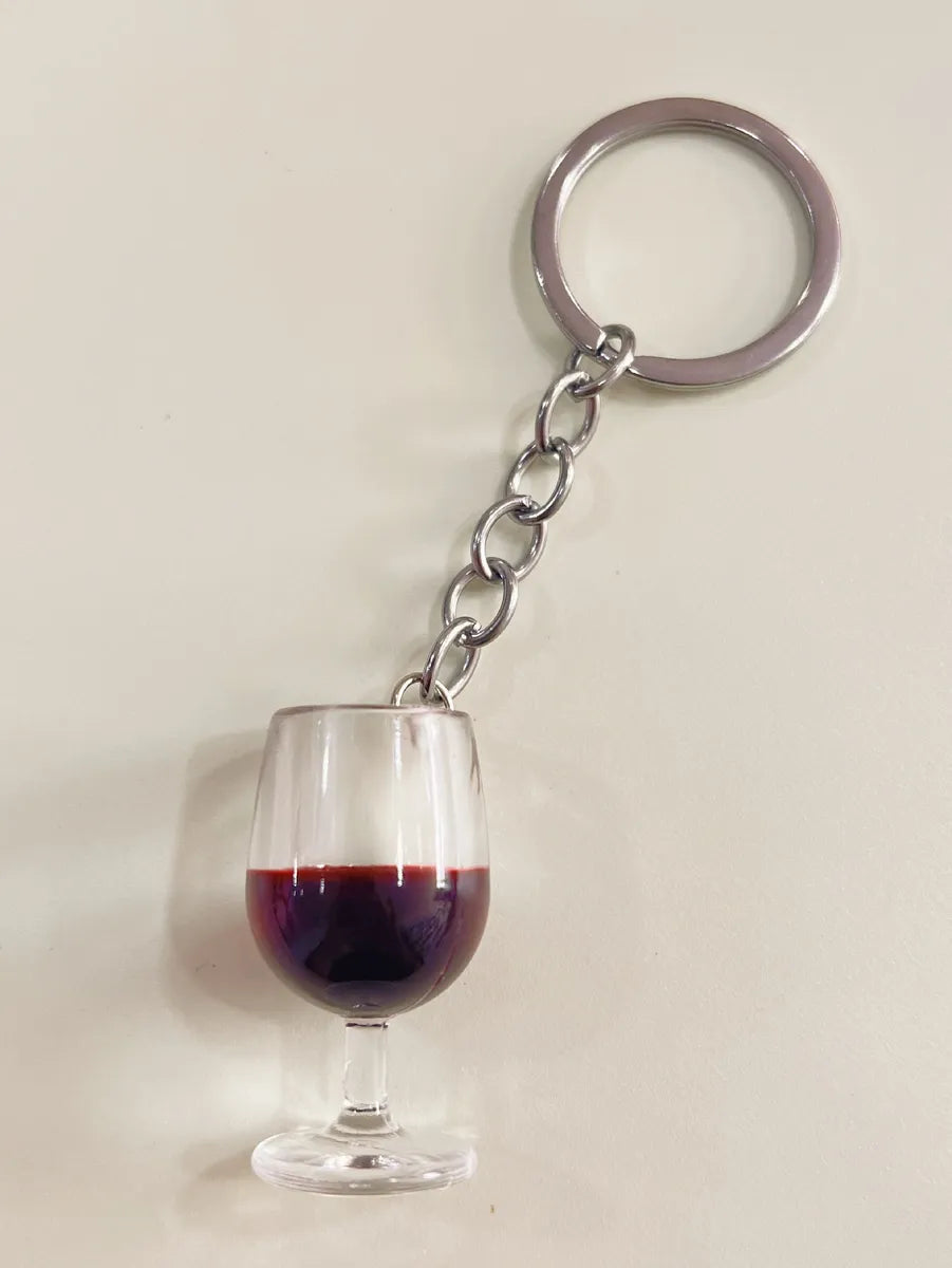 Novelty Simple Style Wine Glass Plastic Bag Pendant Keychain