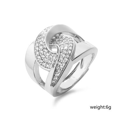 Novelty Star Heart Shape Copper Plating Inlay Zircon Open Ring