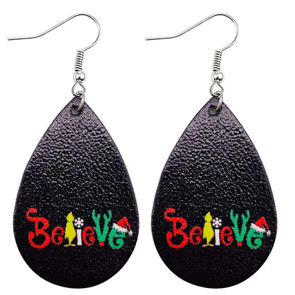 Novelty Water Droplets Pu Leather Women'S Earrings 1 Pair