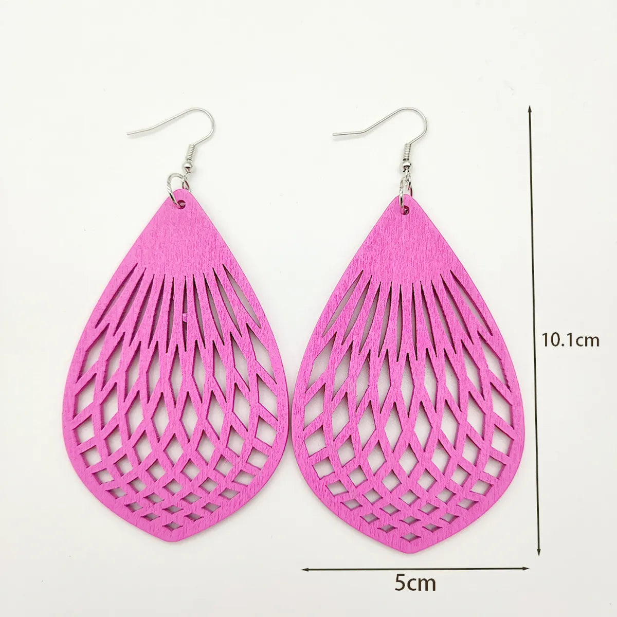 Novelty Water Droplets Wood Hollow Out Women'S Drop Earrings 1 Pair