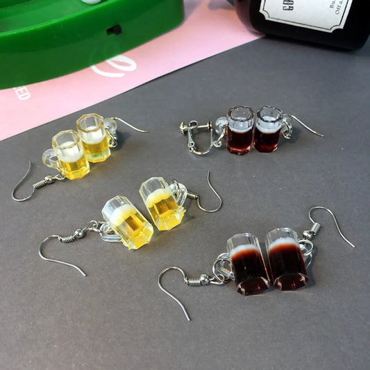 Novelty Wine Glass Plastic Resin Plating Earrings