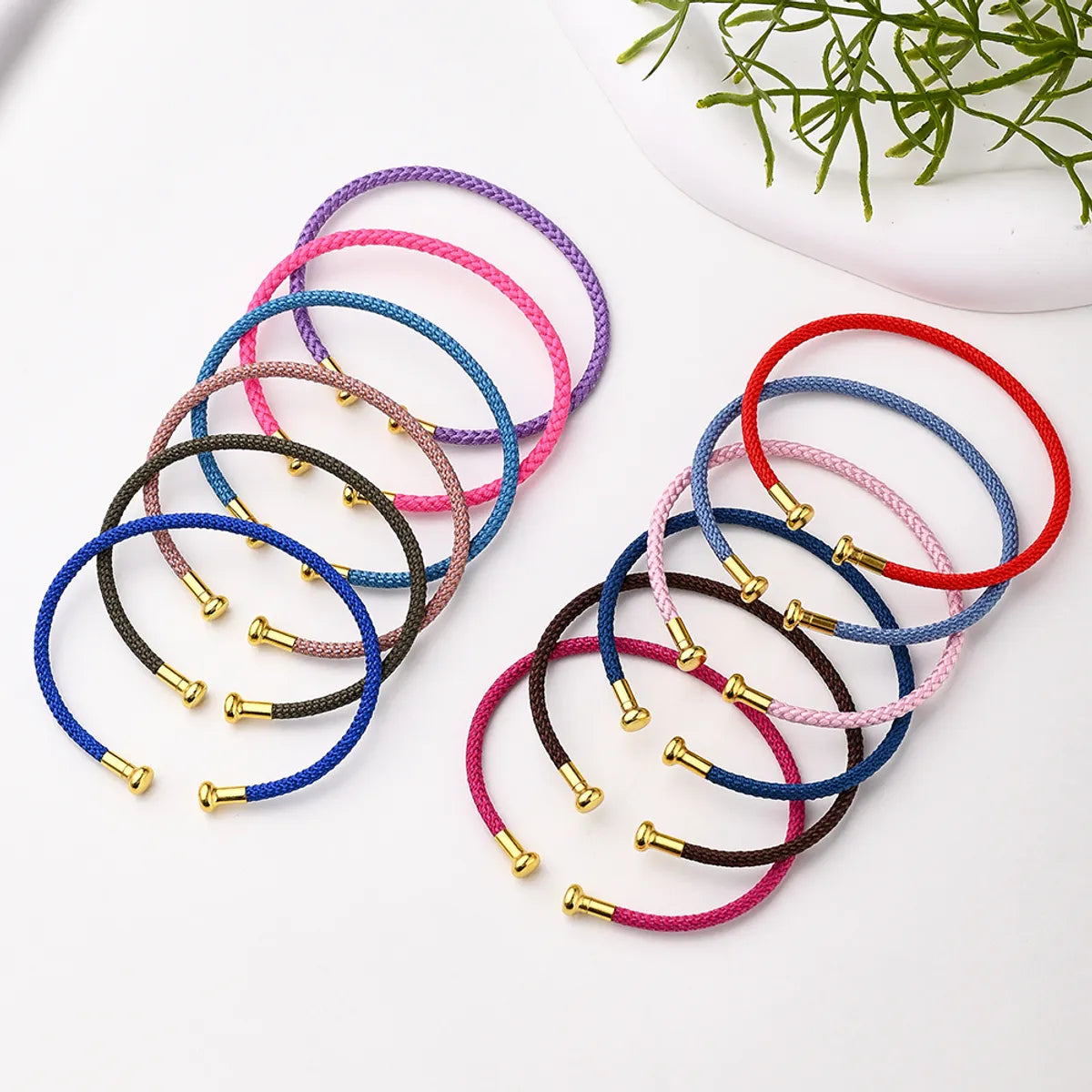 Nylon Copper 18K Gold Plated Handmade Plating Multicolor Simple Solid Color Adjustable Bracelet